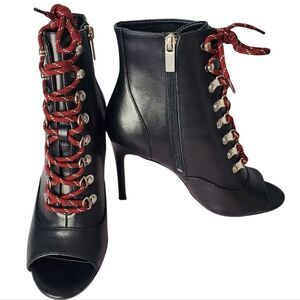 Charles David Charlye Lace Up Leather Heel Booties 8